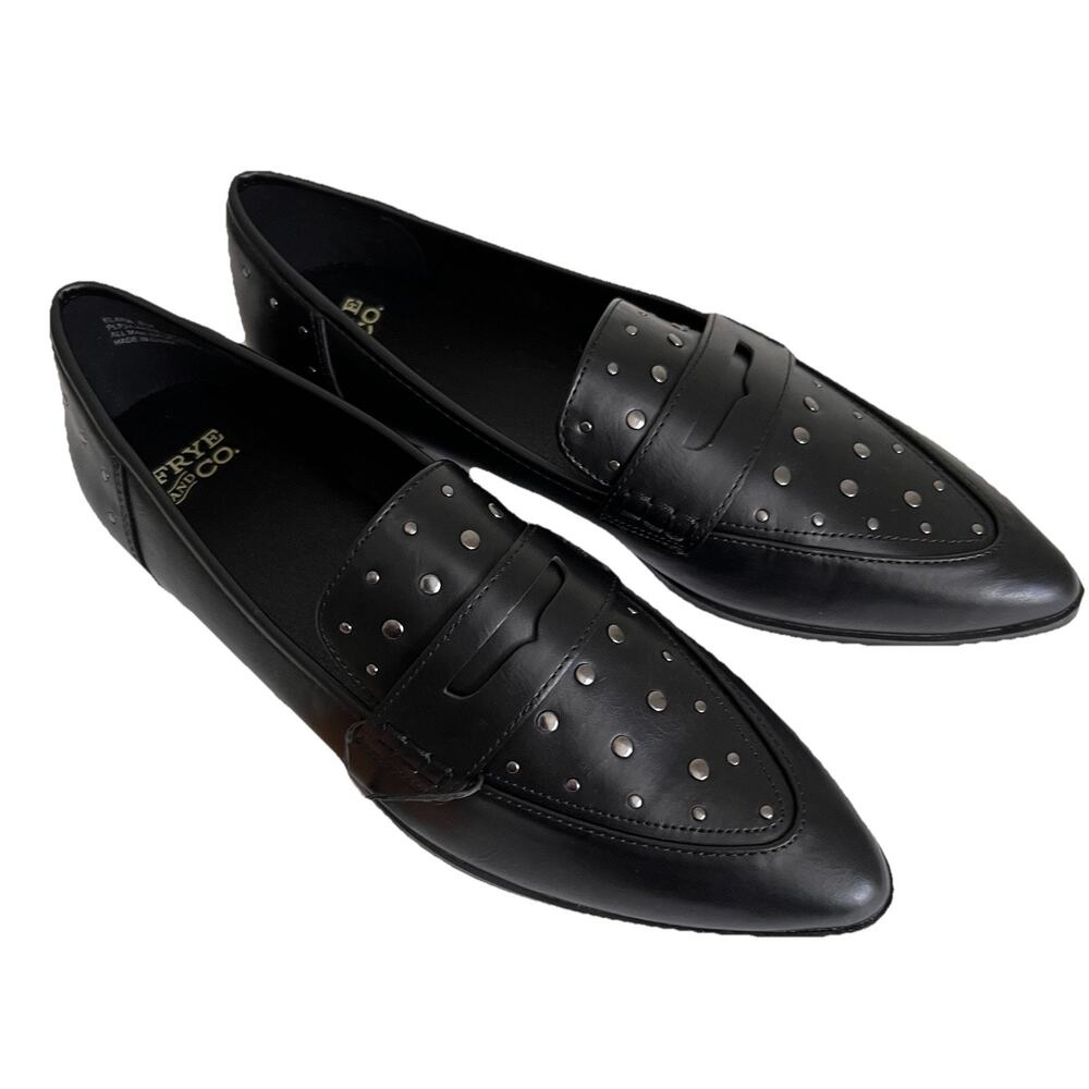 Frye & Co. Women’s Elara Closed Toe Loafers Size 8M Black With Gunmetal Studs - Picture 3 of 7